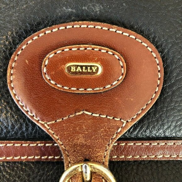 Bally Vintage Black and Brown Leather Crossbody Flap Front Bag - Picture 6 of 11